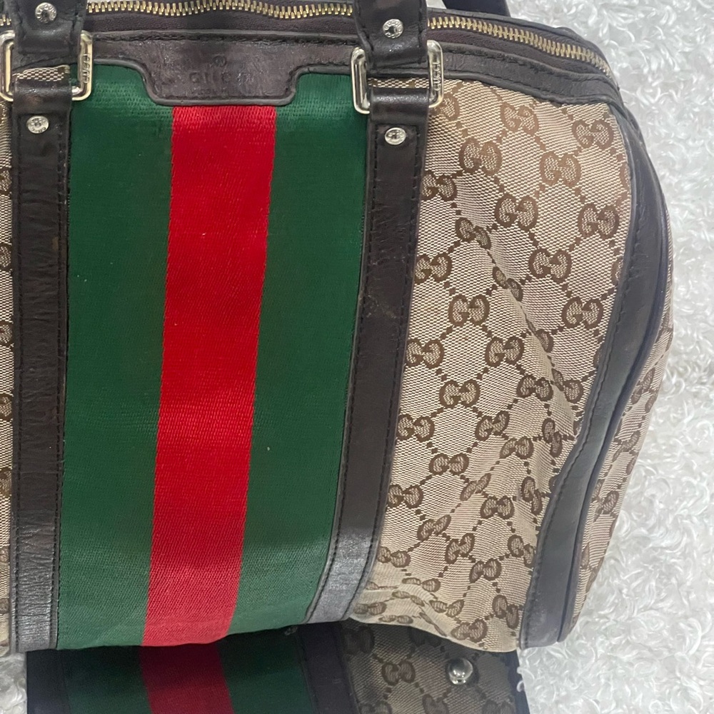 Gucci Monogram Vintage Women’s Web Boston Shoulder Bag - Picture 2 of 16